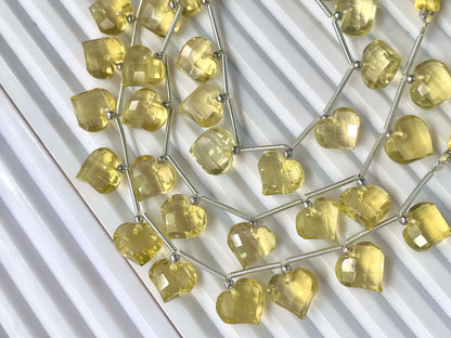 Lemon Quartz Heart cut briolette beads