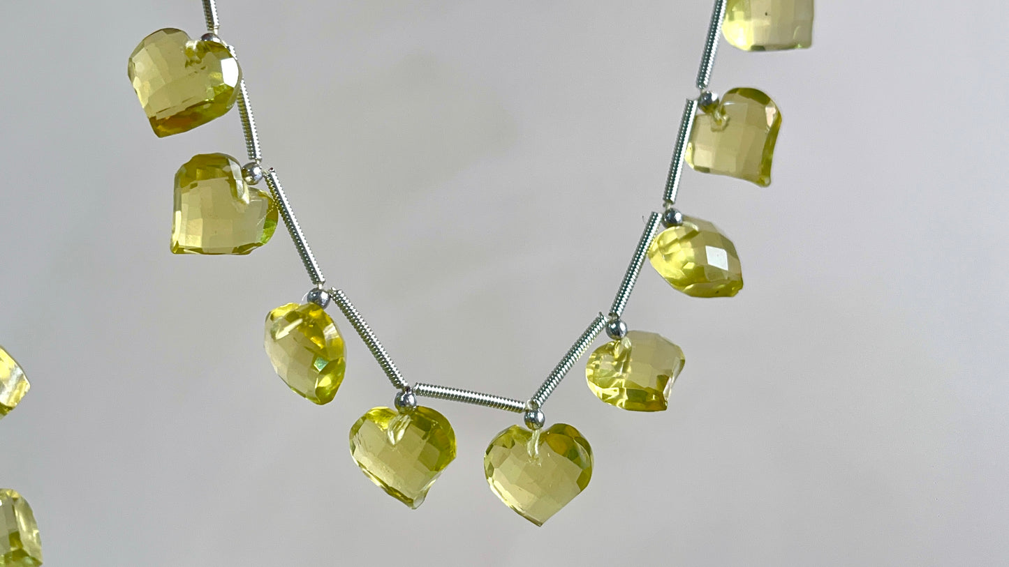 Lemon Quartz Heart cut briolette beads