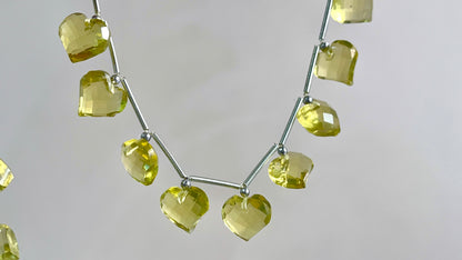 Lemon Quartz Heart cut briolette beads