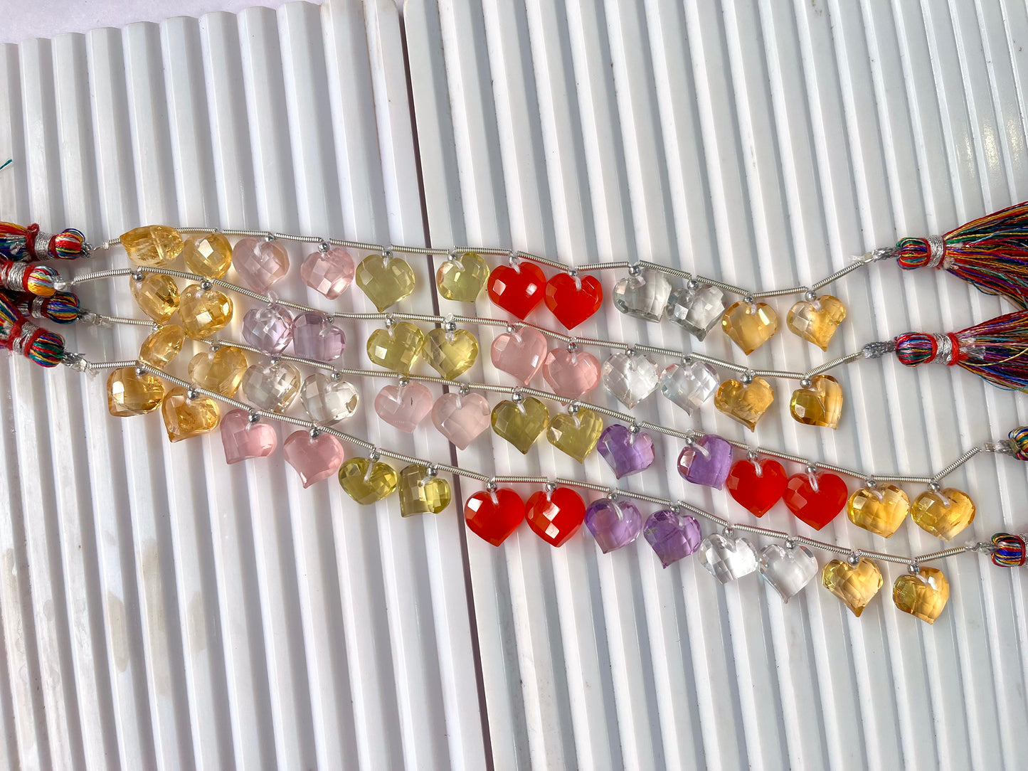 Mix Gemstones Pair Heart cut briolette beads