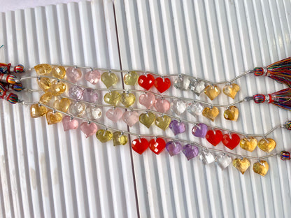 Mix Gemstones Pair Heart cut briolette beads