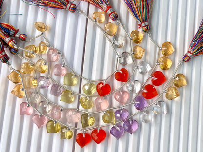 Mix Gemstones Pair Heart cut briolette beads