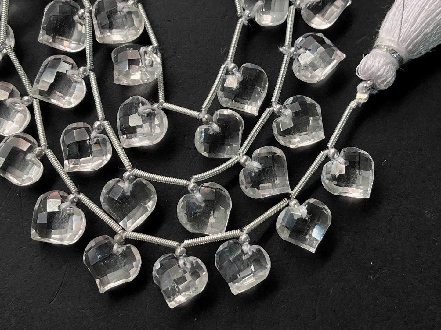 Crystal Quartz Heart cut briolette beads