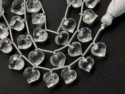 Crystal Quartz Heart cut briolette beads