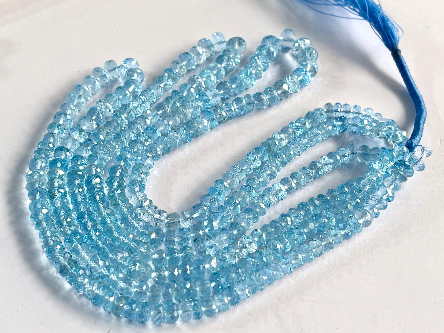 Blue Topaz Rondelle Shape Faceted Beads