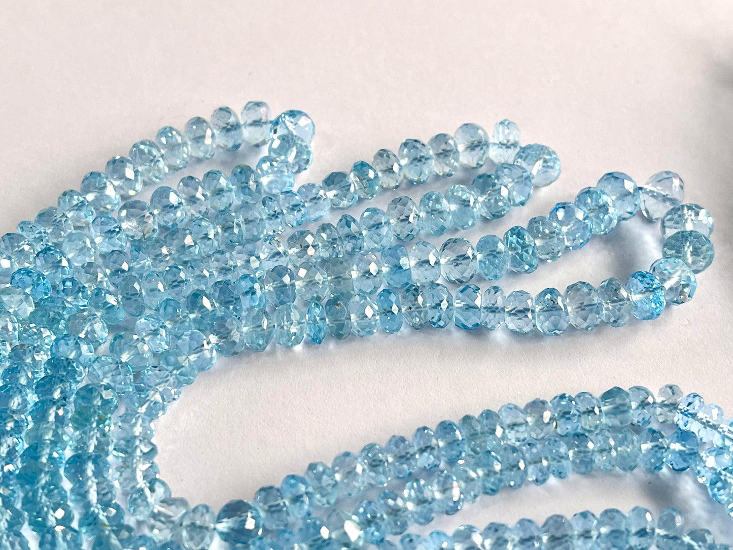 Blue Topaz Rondelle Shape Faceted Beads