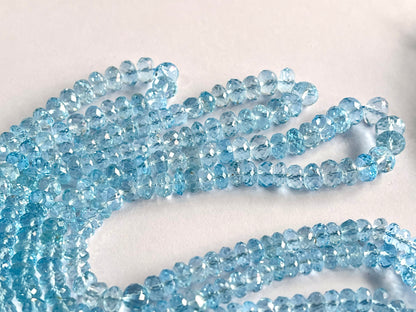 Blue Topaz Rondelle Shape Faceted Beads