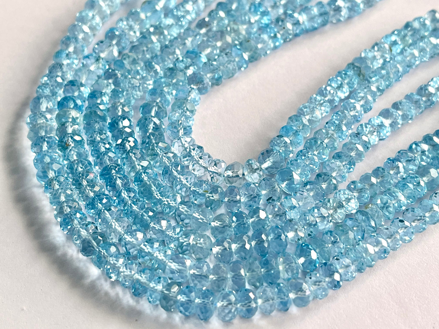 Blue Topaz Rondelle Shape Faceted Beads