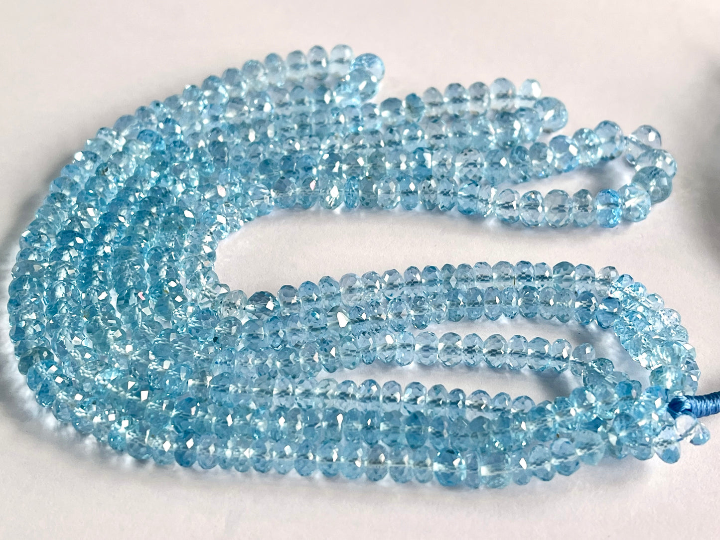Blue Topaz Rondelle Shape Faceted Beads