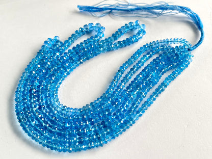 Swiss Blue Topaz Rondelle Shape Faceted Beads