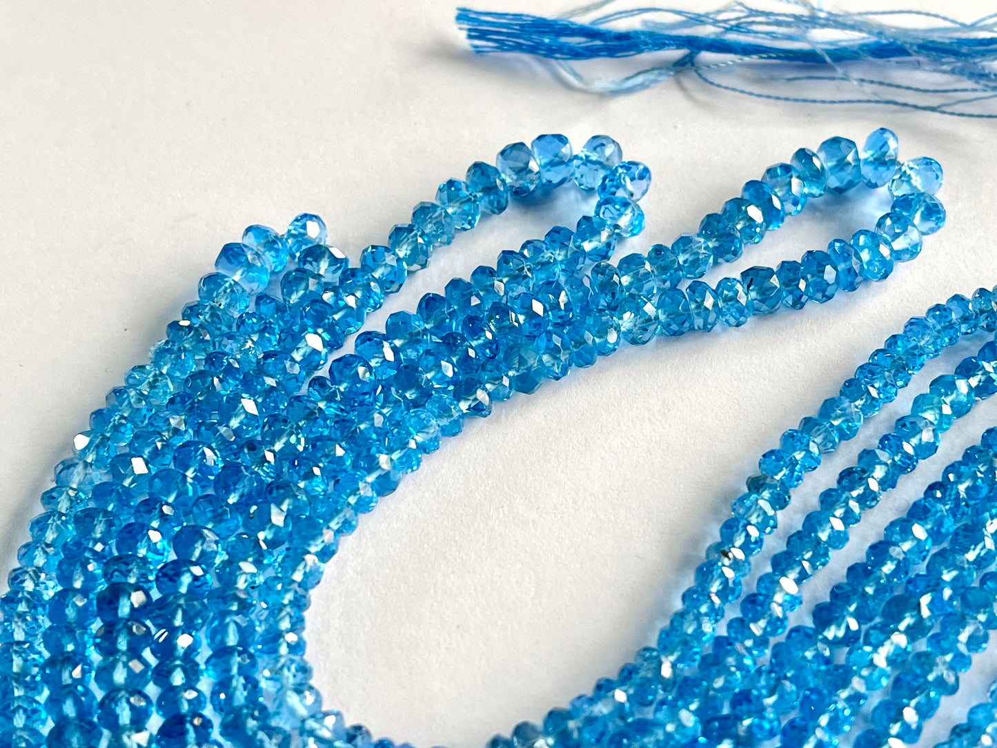 Swiss Blue Topaz Rondelle Shape Faceted Beads