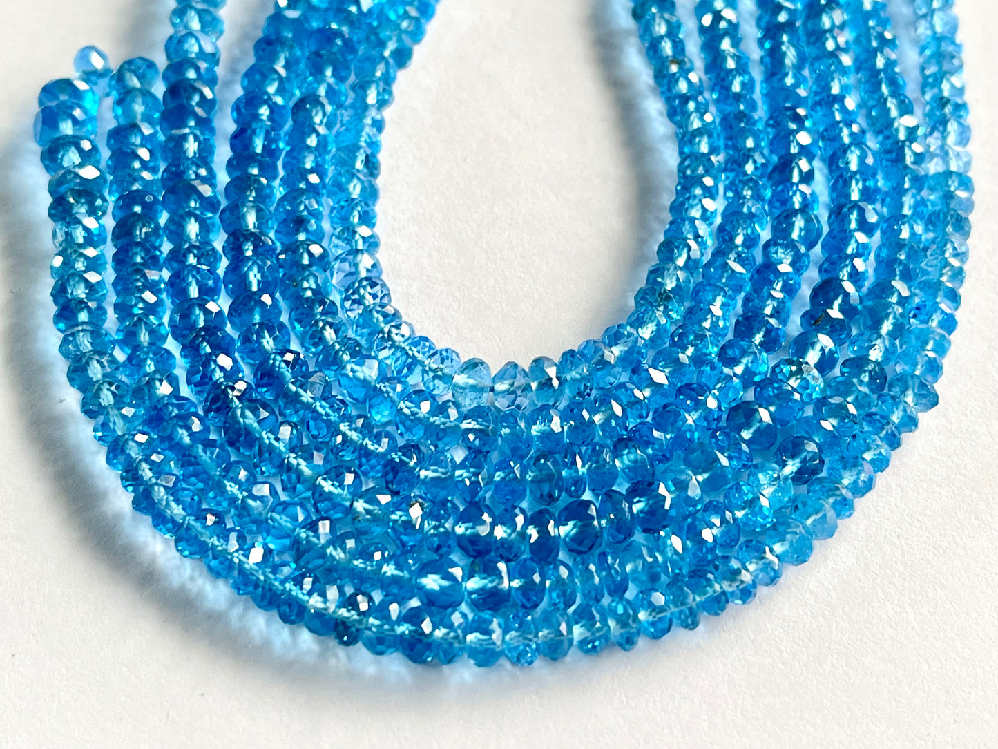 Swiss Blue Topaz Rondelle Shape Faceted Beads