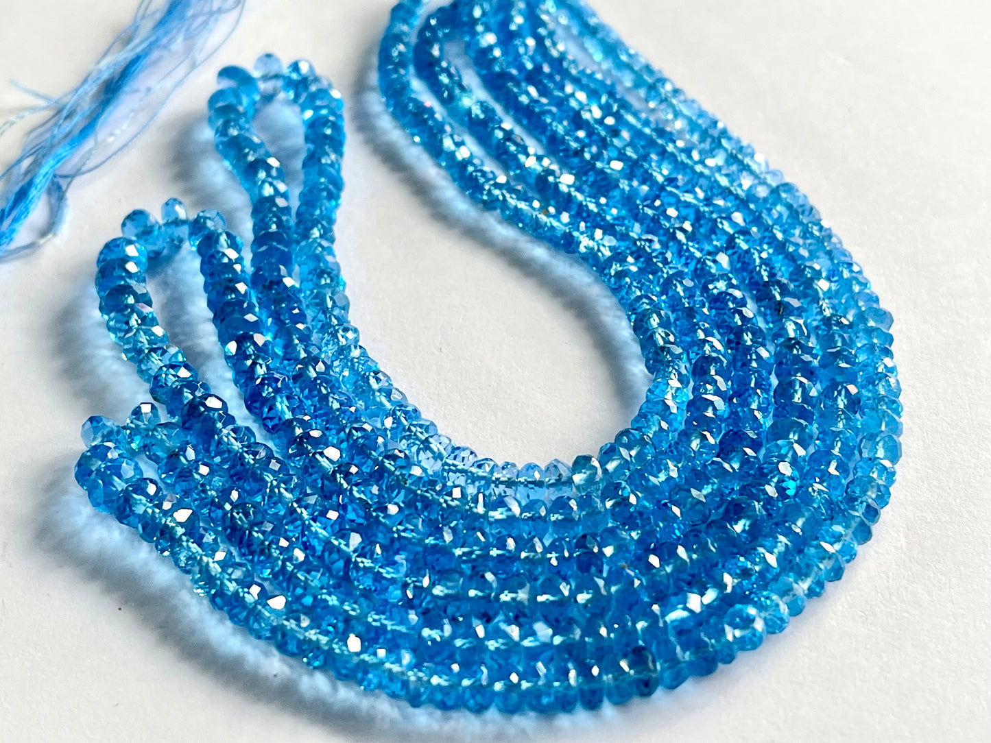 Swiss Blue Topaz Rondelle Shape Faceted Beads