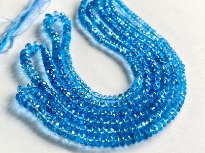 Swiss Blue Topaz Rondelle Shape Faceted Beads