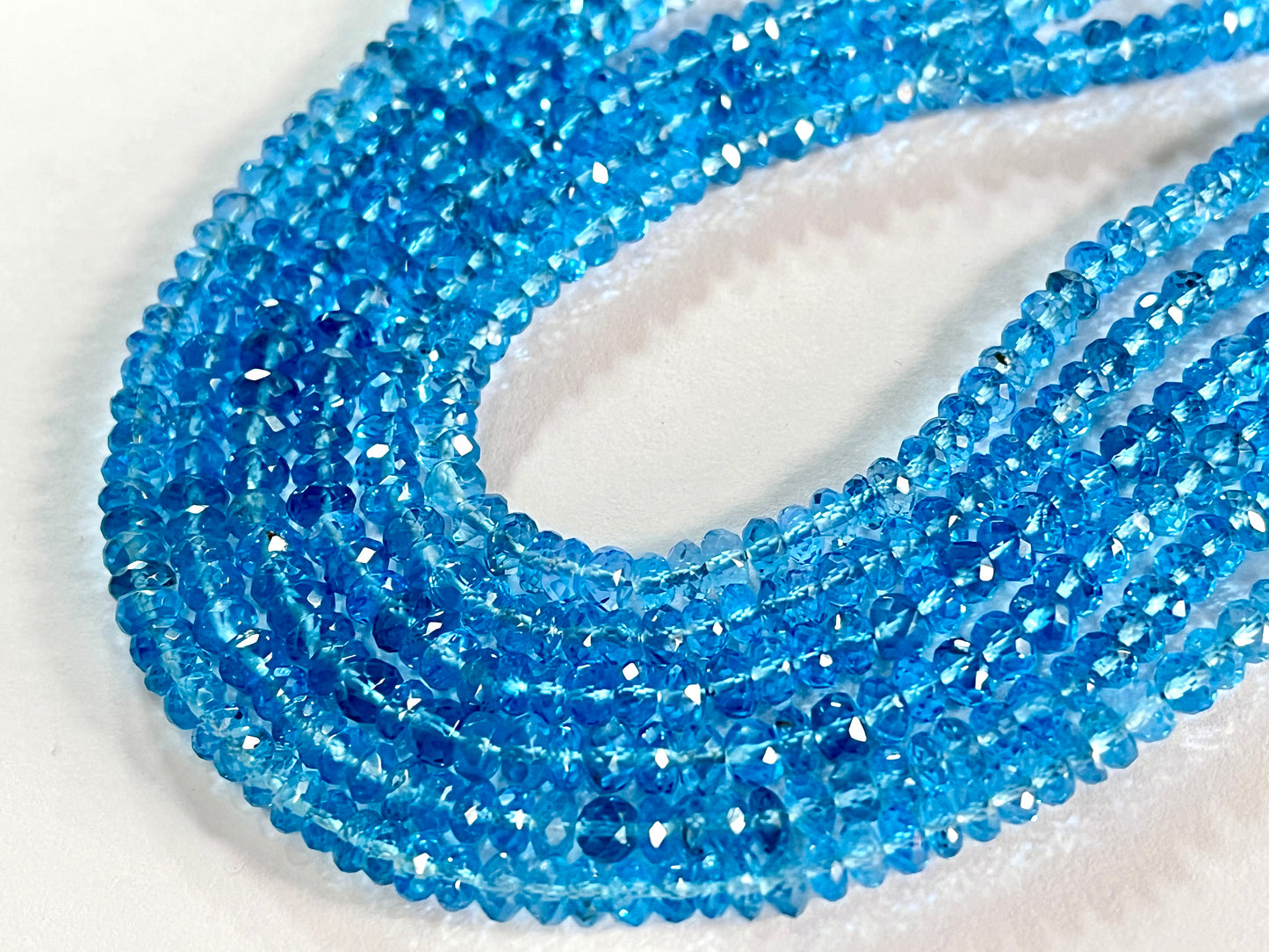 Swiss Blue Topaz Rondelle Shape Faceted Beads