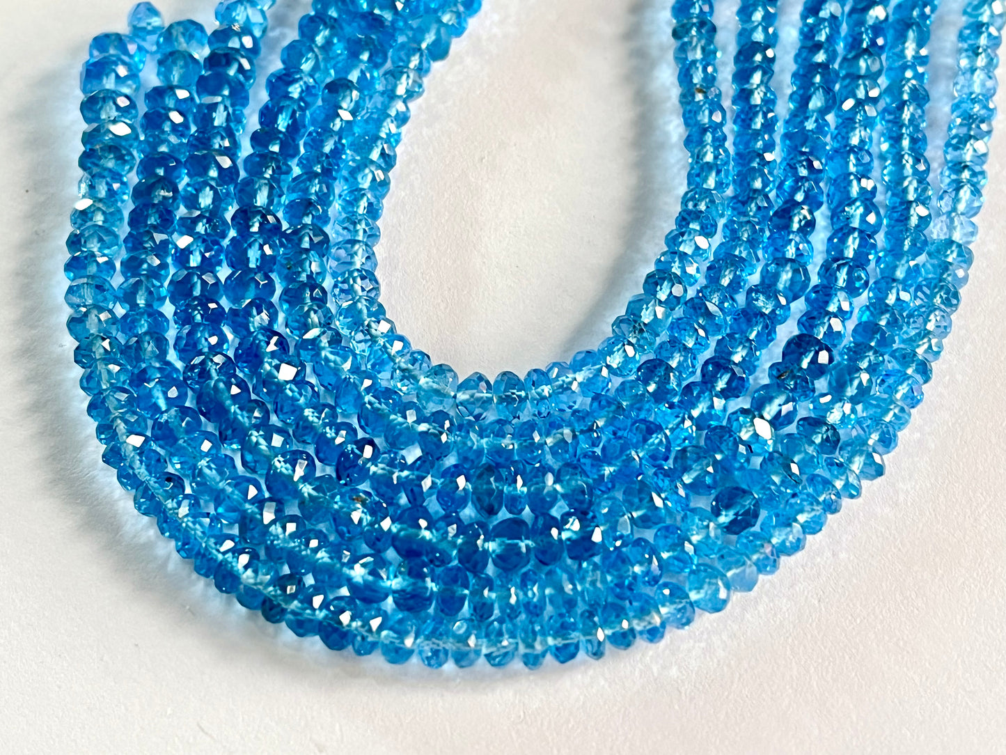 Swiss Blue Topaz Rondelle Shape Faceted Beads