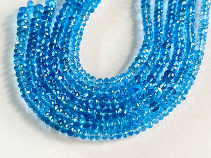 Swiss Blue Topaz Rondelle Shape Faceted Beads