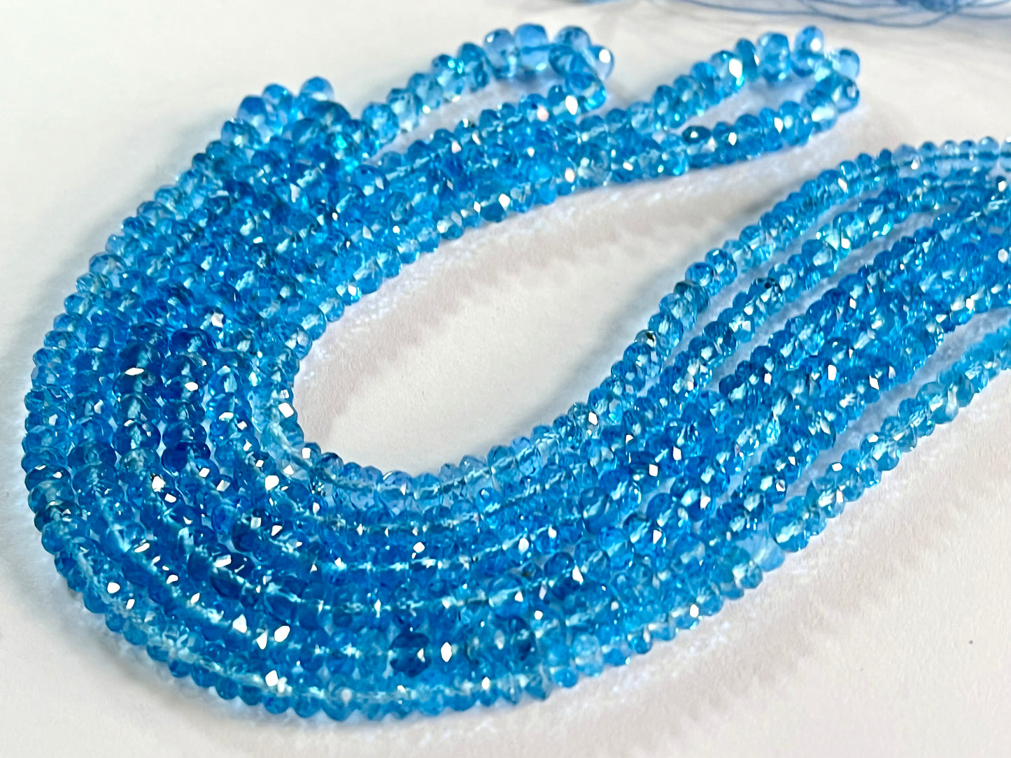 Swiss Blue Topaz Rondelle Shape Faceted Beads