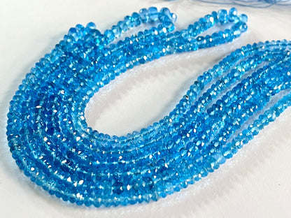 Swiss Blue Topaz Rondelle Shape Faceted Beads