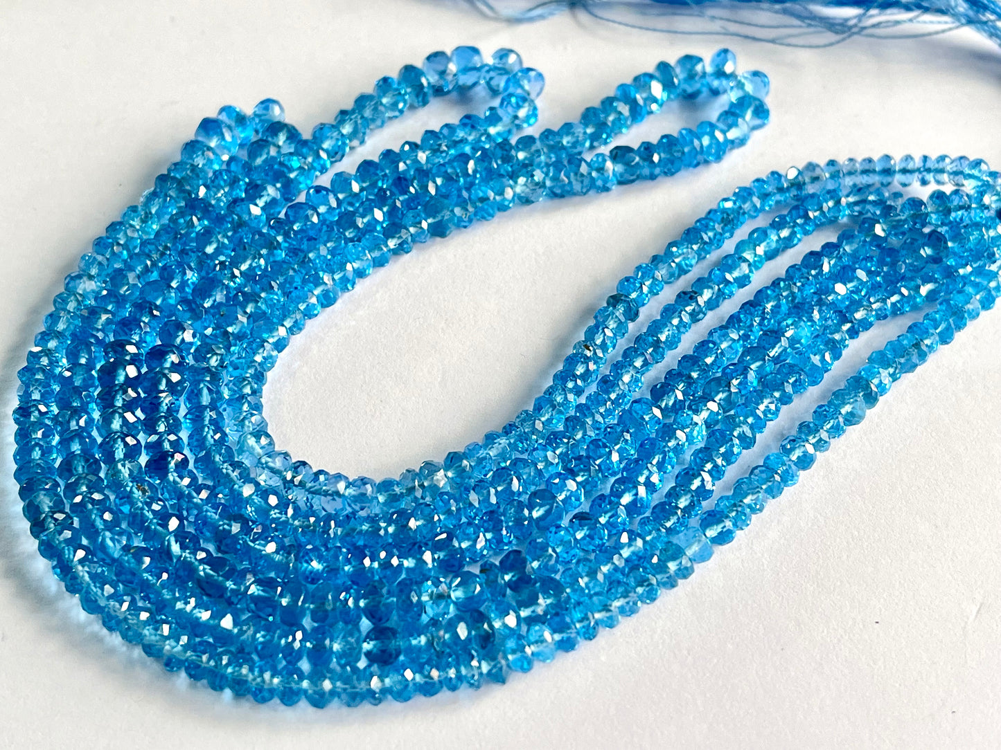 Swiss Blue Topaz Rondelle Shape Faceted Beads