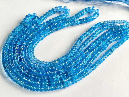 Swiss Blue Topaz Rondelle Shape Faceted Beads
