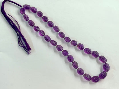 Amethyst Flower carved Tumble Beads