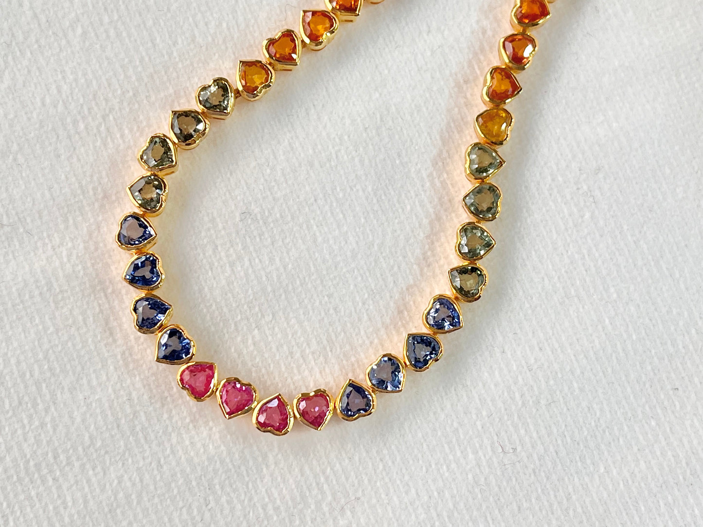 Rainbow Sapphire Heart Tennis Bracelet