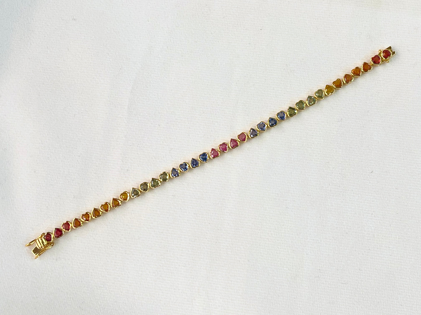 Rainbow Sapphire Heart Tennis Bracelet