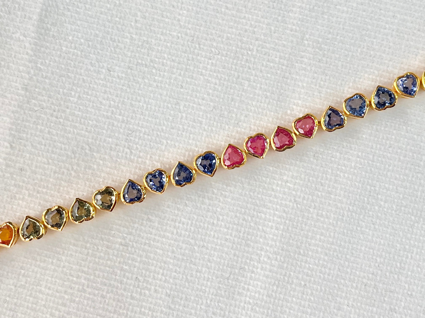 Rainbow Sapphire Heart Tennis Bracelet
