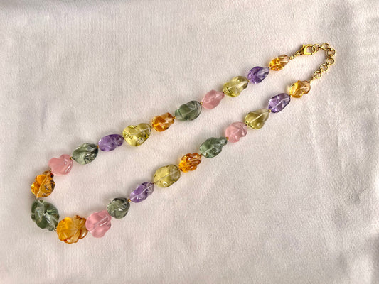 Natural Mix Gemstone Smooth Polished Tumbles Necklace