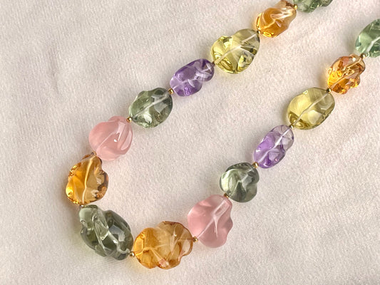 Natural Mix Gemstone Smooth Polished Tumbles Necklace