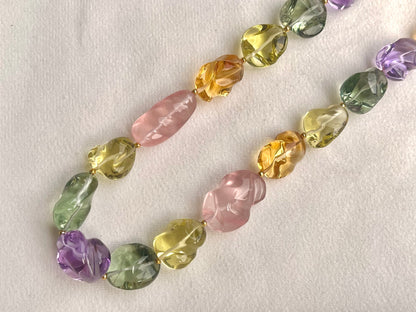 Natural Mix Gemstone Smooth Polished Tumbles Necklace