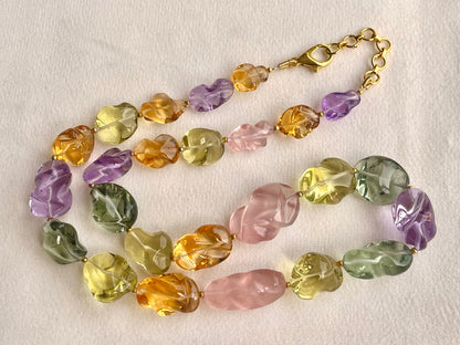 Natural Mix Gemstone Smooth Polished Tumbles Necklace