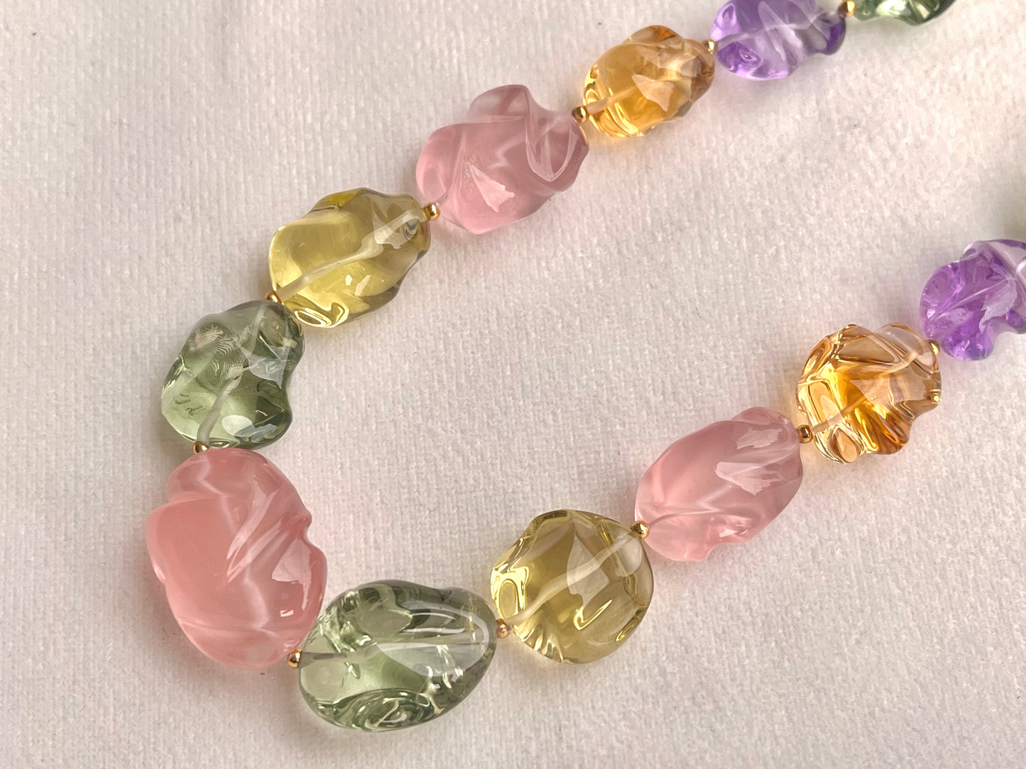 Natural Mix Gemstone Smooth Polished Tumbles Necklace