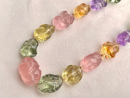 Natural Mix Gemstone Smooth Polished Tumbles Necklace