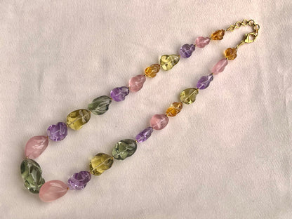 Natural Mix Gemstone Smooth Polished Tumbles Necklace