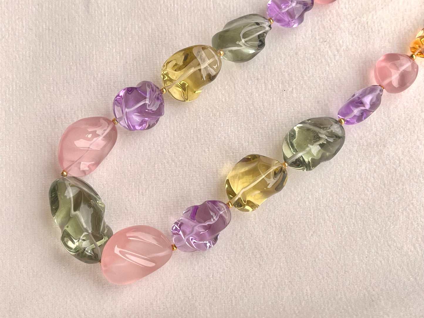 Natural Mix Gemstone Smooth Polished Tumbles Necklace