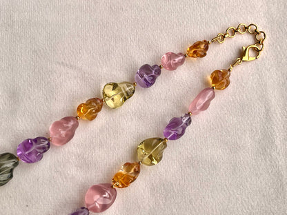 Natural Mix Gemstone Smooth Polished Tumbles Necklace