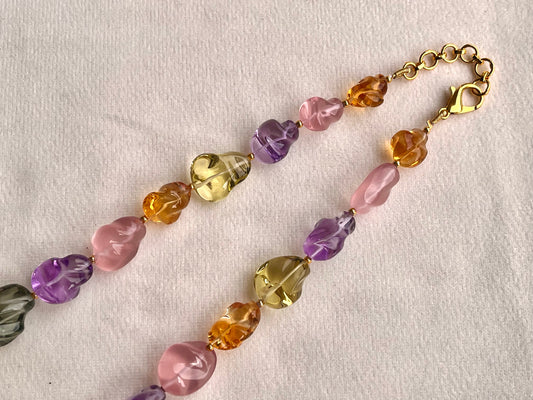 Natural Mix Gemstone Smooth Polished Tumbles Necklace