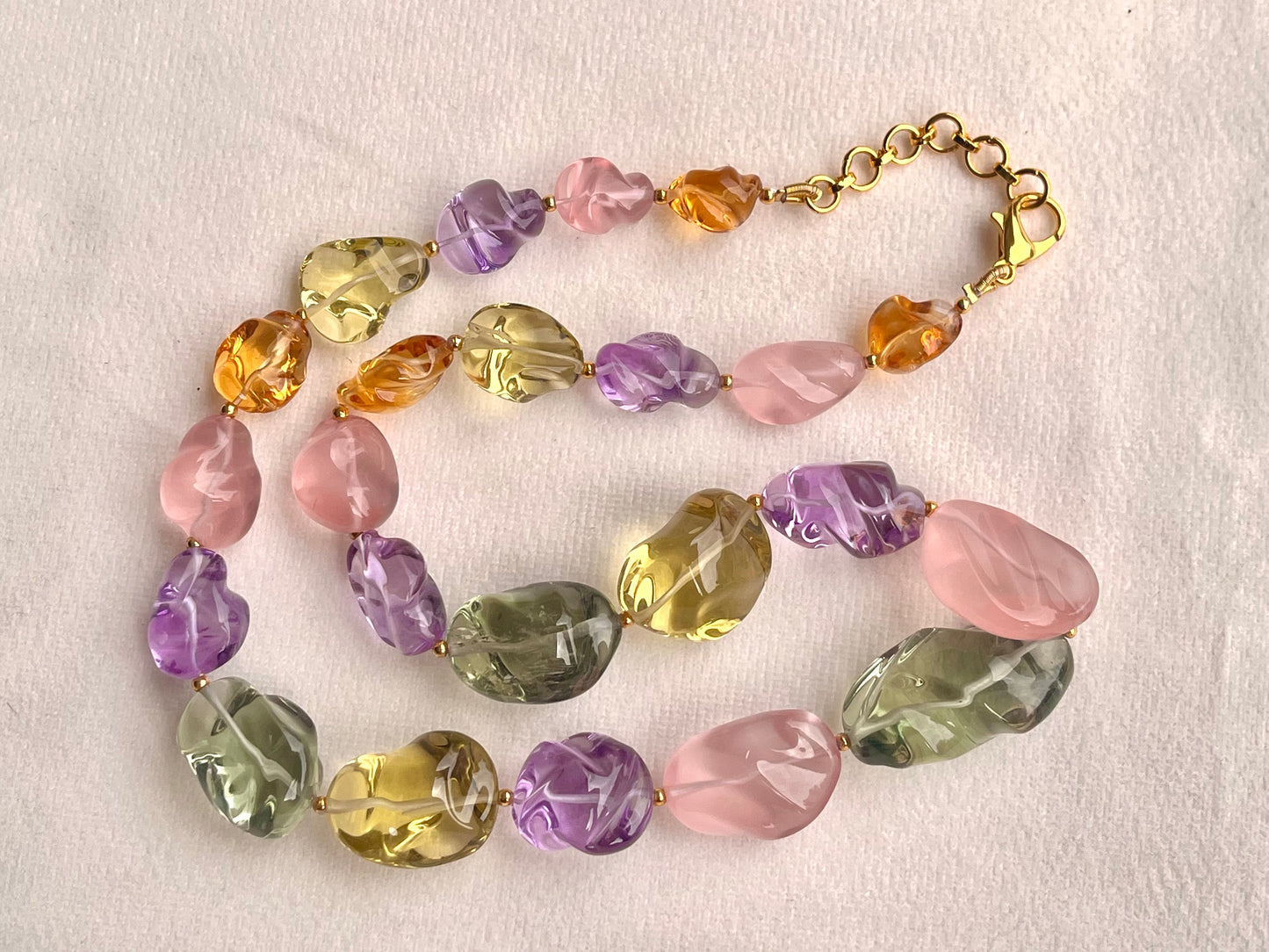 Natural Mix Gemstone Smooth Polished Tumbles Necklace