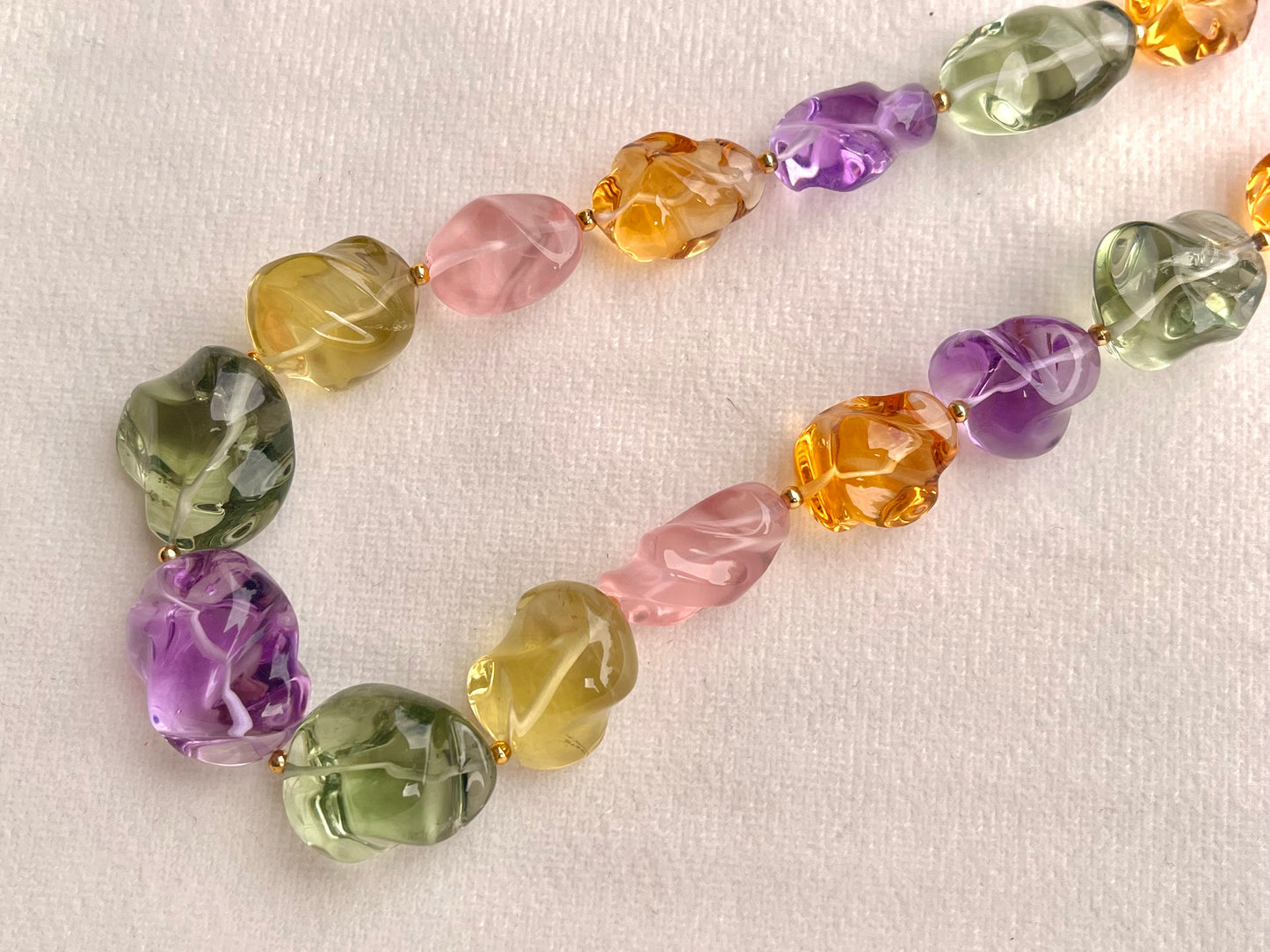 Natural Mix Gemstone Smooth Polished Tumbles Necklace