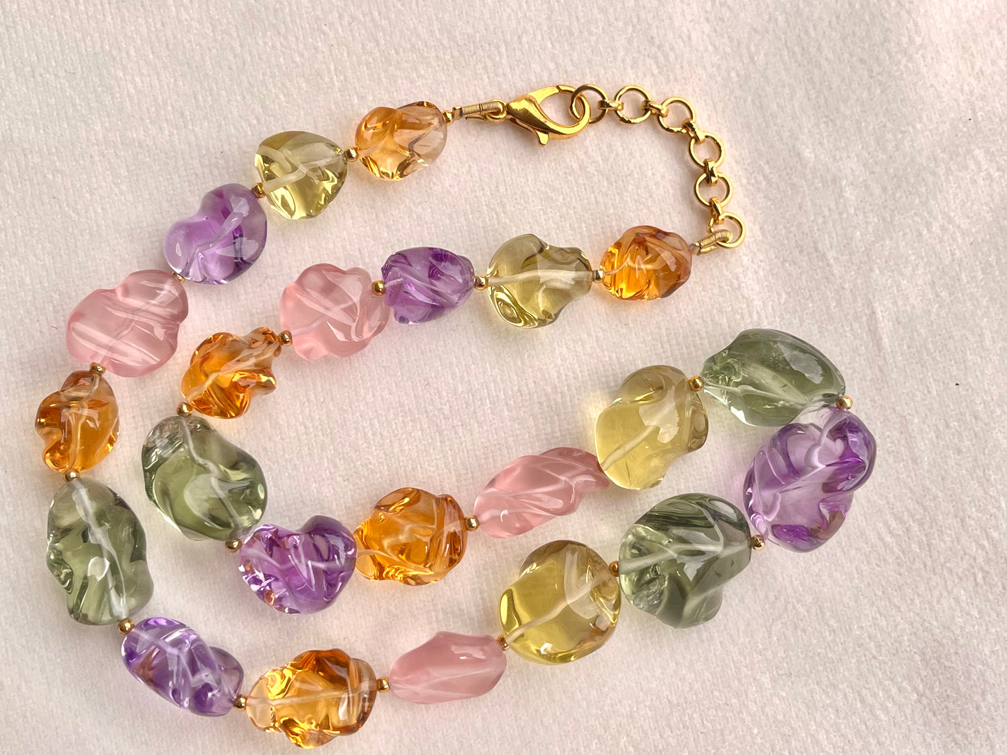 Natural Mix Gemstone Smooth Polished Tumbles Necklace