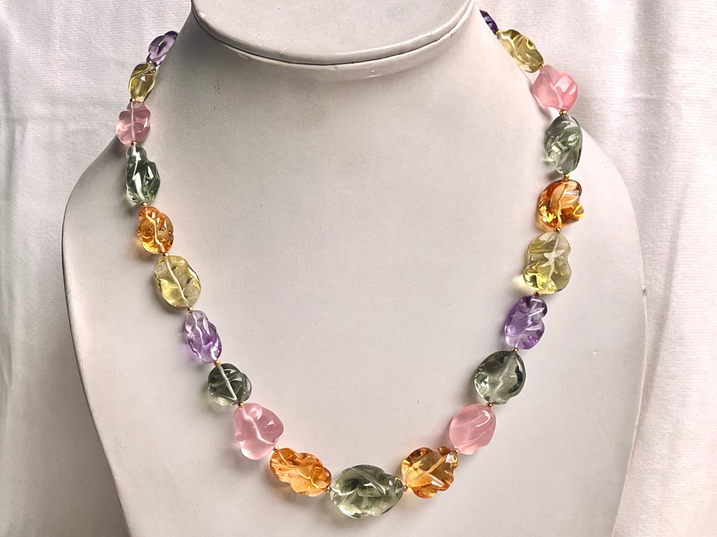 Natural Mix Gemstone Smooth Polished Tumbles Necklace