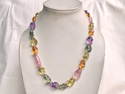 Natural Mix Gemstone Smooth Polished Tumbles Necklace