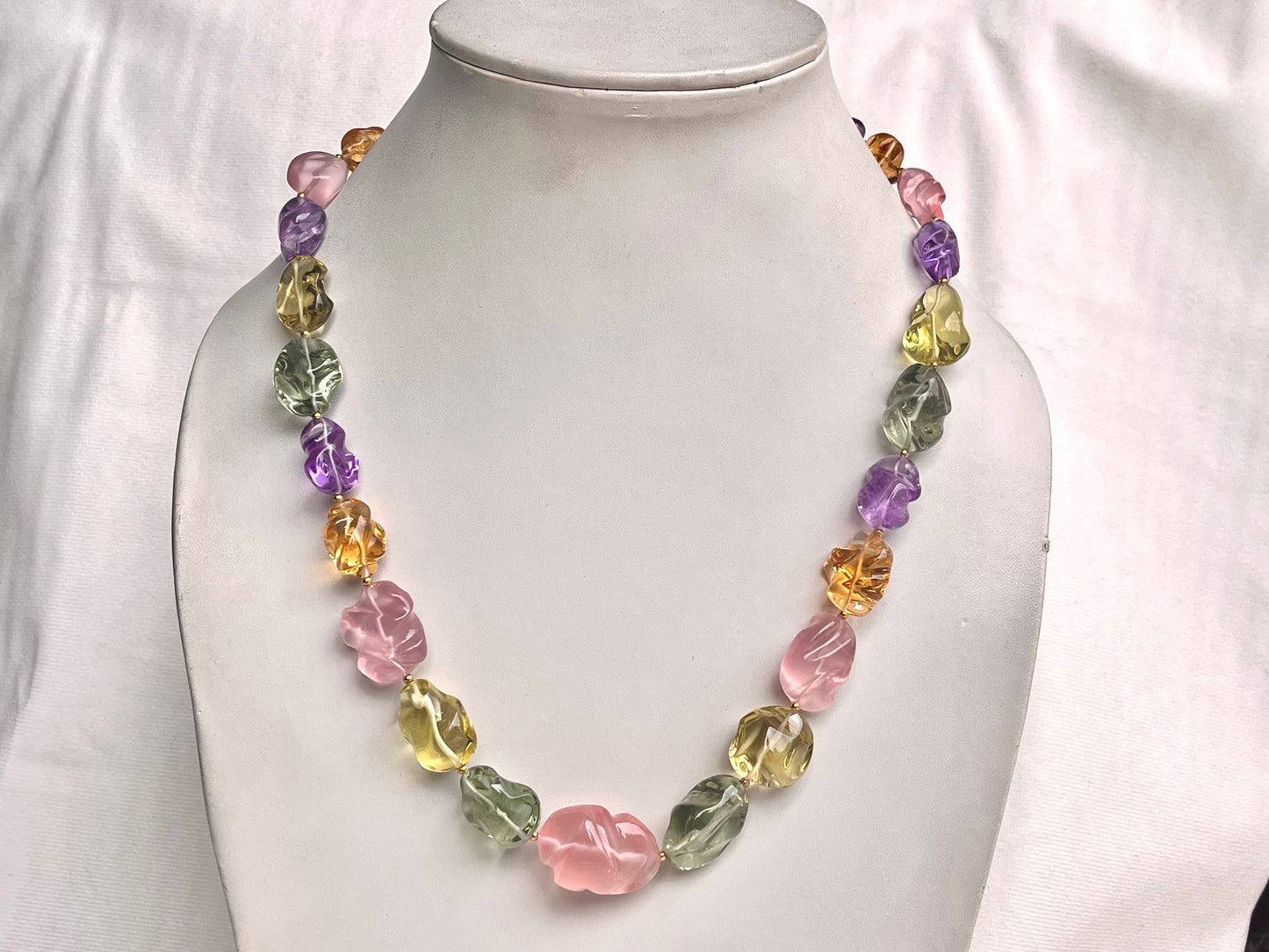 Natural Mix Gemstone Smooth Polished Tumbles Necklace