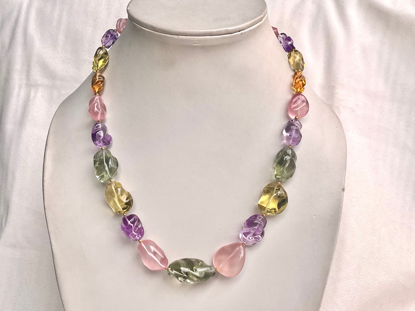 Natural Mix Gemstone Smooth Polished Tumbles Necklace