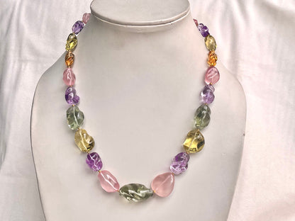 Natural Mix Gemstone Smooth Polished Tumbles Necklace