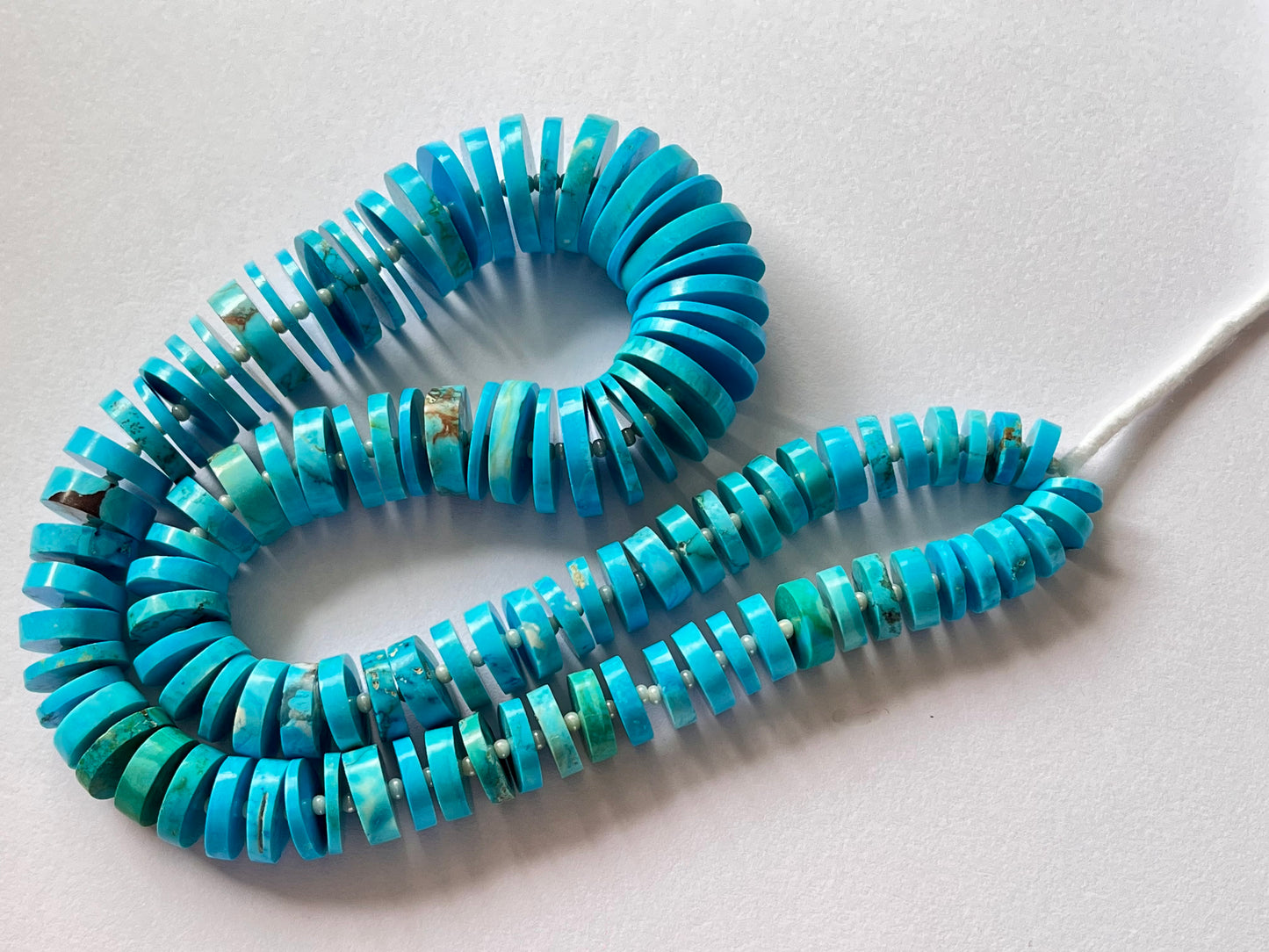 Blue Turquoise Smooth Heishi Tyre Shape Beads