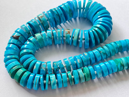 Blue Turquoise Smooth Heishi Tyre Shape Beads