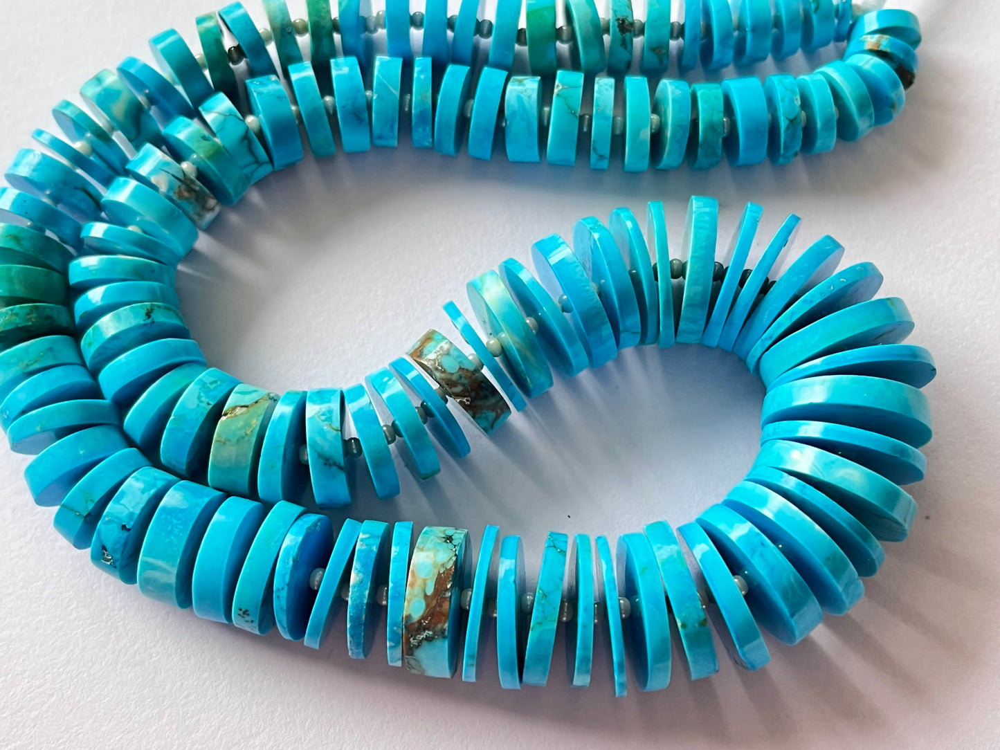 Blue Turquoise Smooth Heishi Tyre Shape Beads